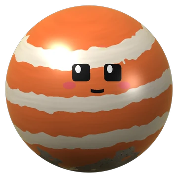 A small orange painted rock bot