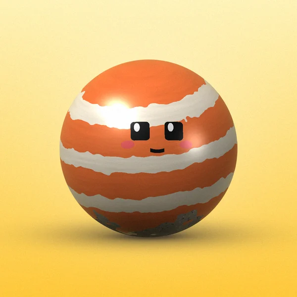 Orange and cream striped spherical rock bot