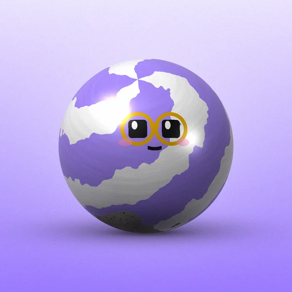 Lavender swirled spherical rock bot with gold painted glasses